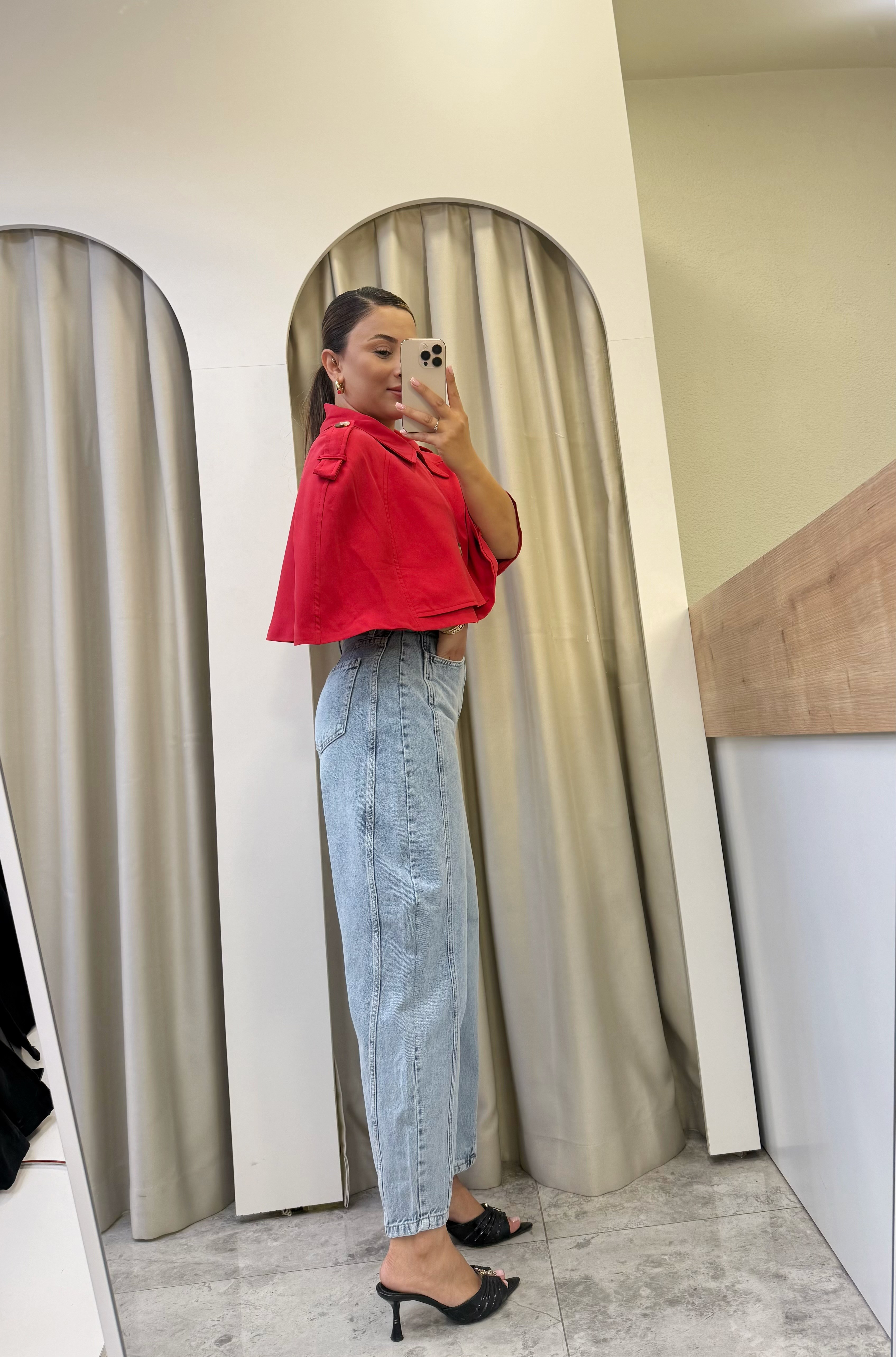 Sovira Buz Mavi Barrel Jean