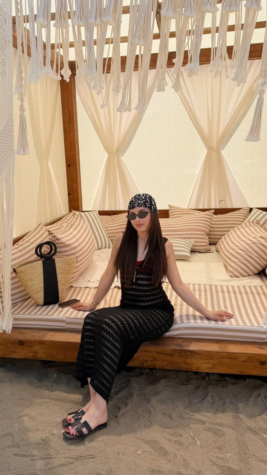 Stella Siyah Önü Gold Düğmeli Midi Beacwear Elbise