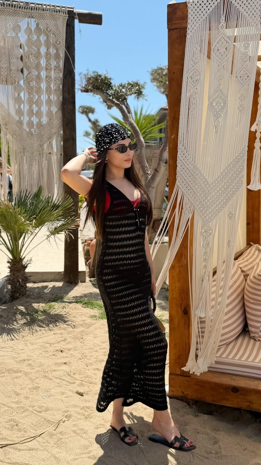 Stella Siyah Önü Gold Düğmeli Midi Beacwear Elbise