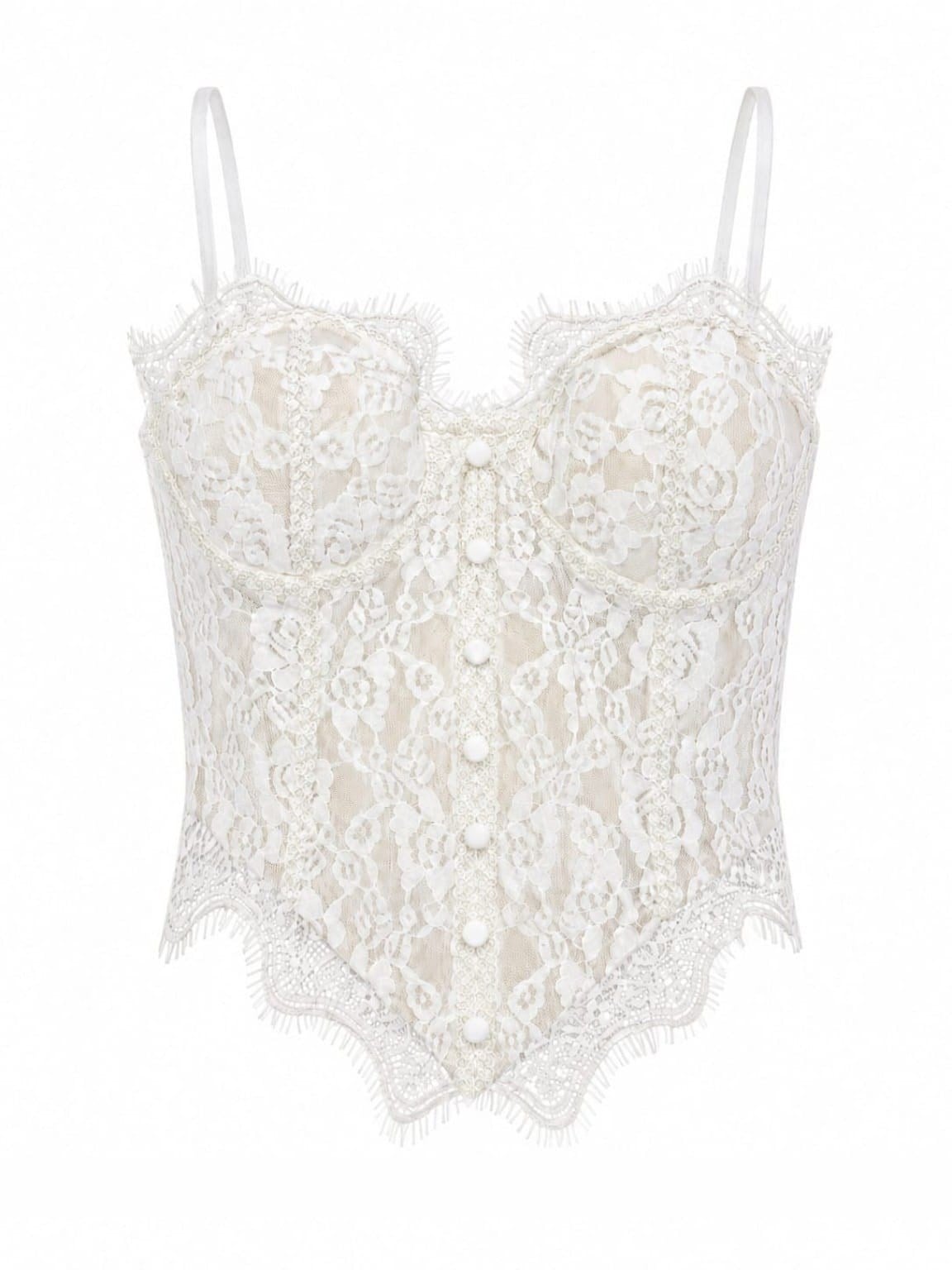 Swan Beyaz Dantelli Korse