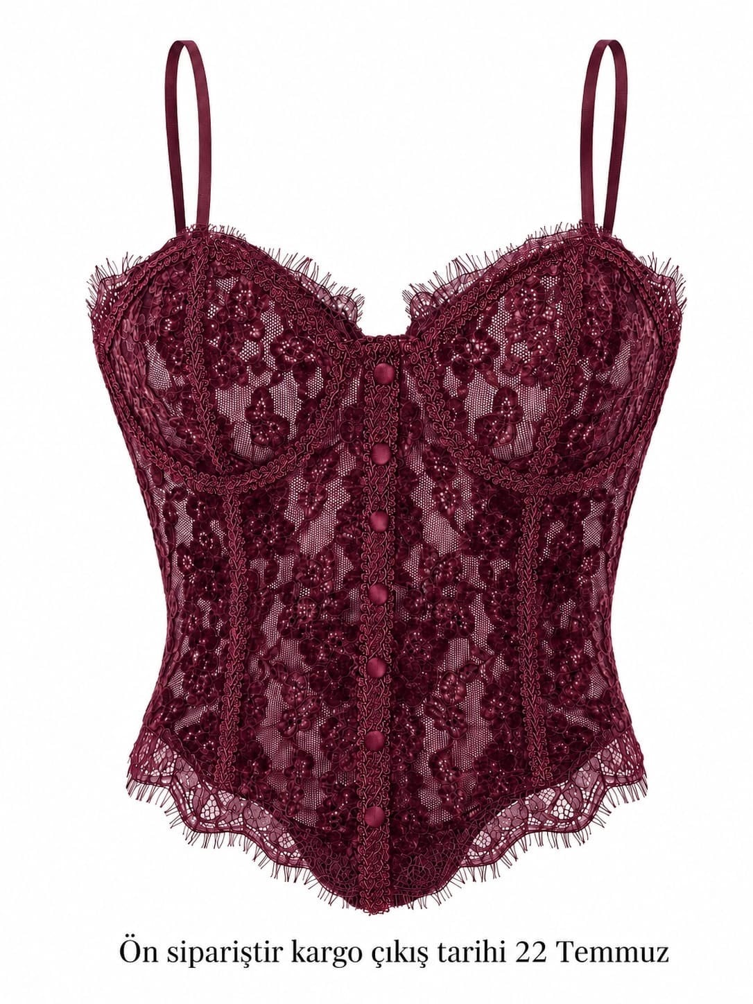 Swan Bordo Dantelli İthal Korse 