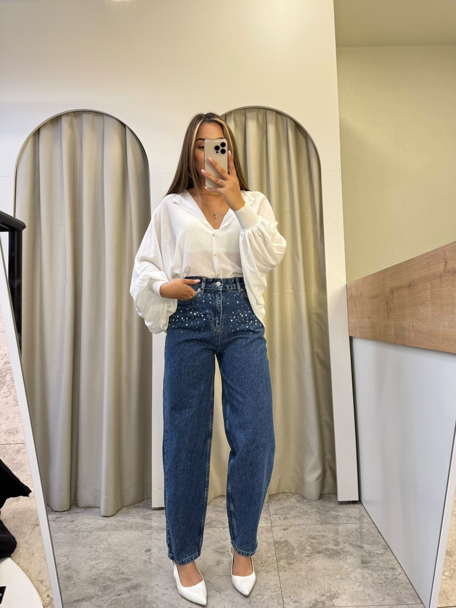 Tallia K.Mavi Ön Arka Cep Taşlı Barrel Jean