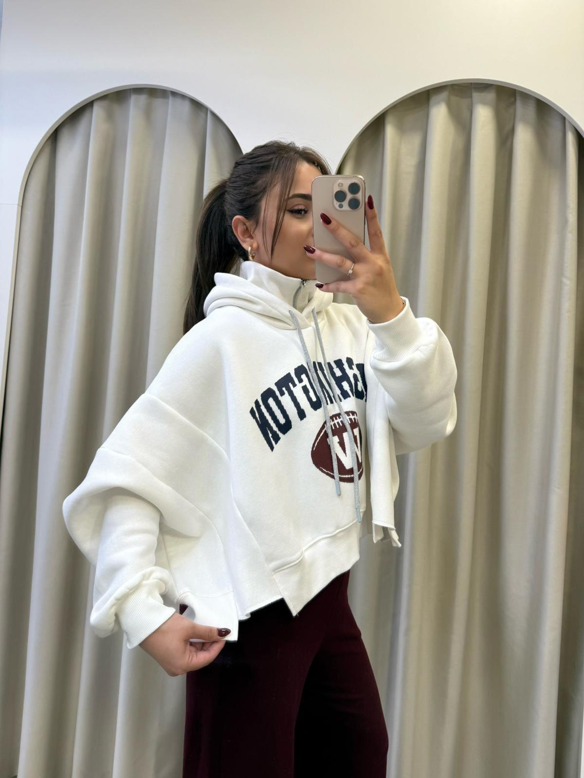 Tasarım Yaka Detaylı Oversize Sweatshirt