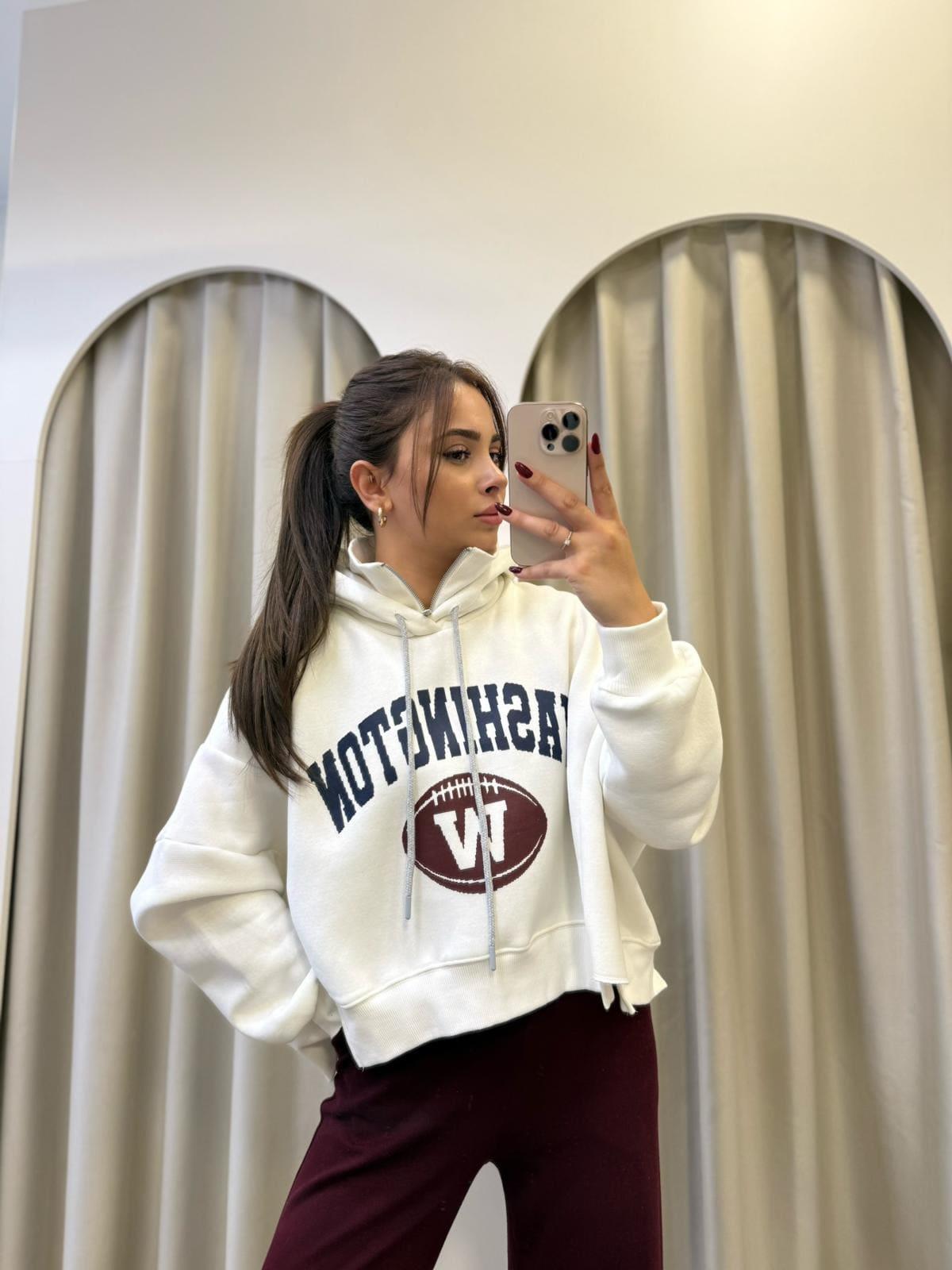 Tasarım Yaka Detaylı Oversize Sweatshirt