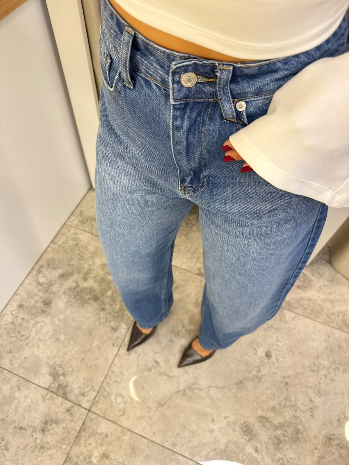 Teona Mavi Yüksel Bel Barrel Jean