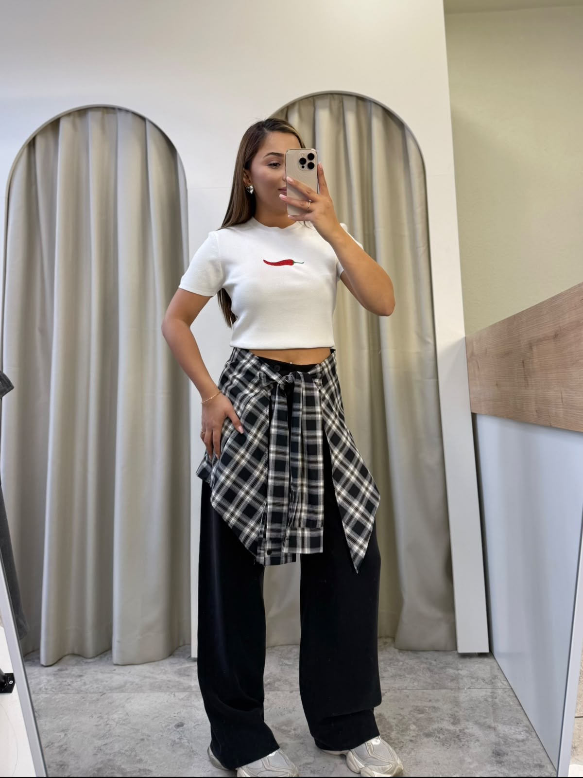 Tova Beyaz Biber Baskılı Triko Bluz