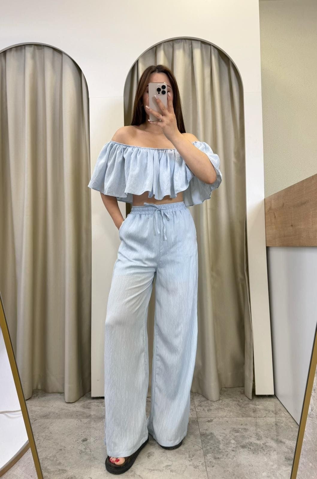 Vanessa Bebe Mavi Fırfırlı Takım
