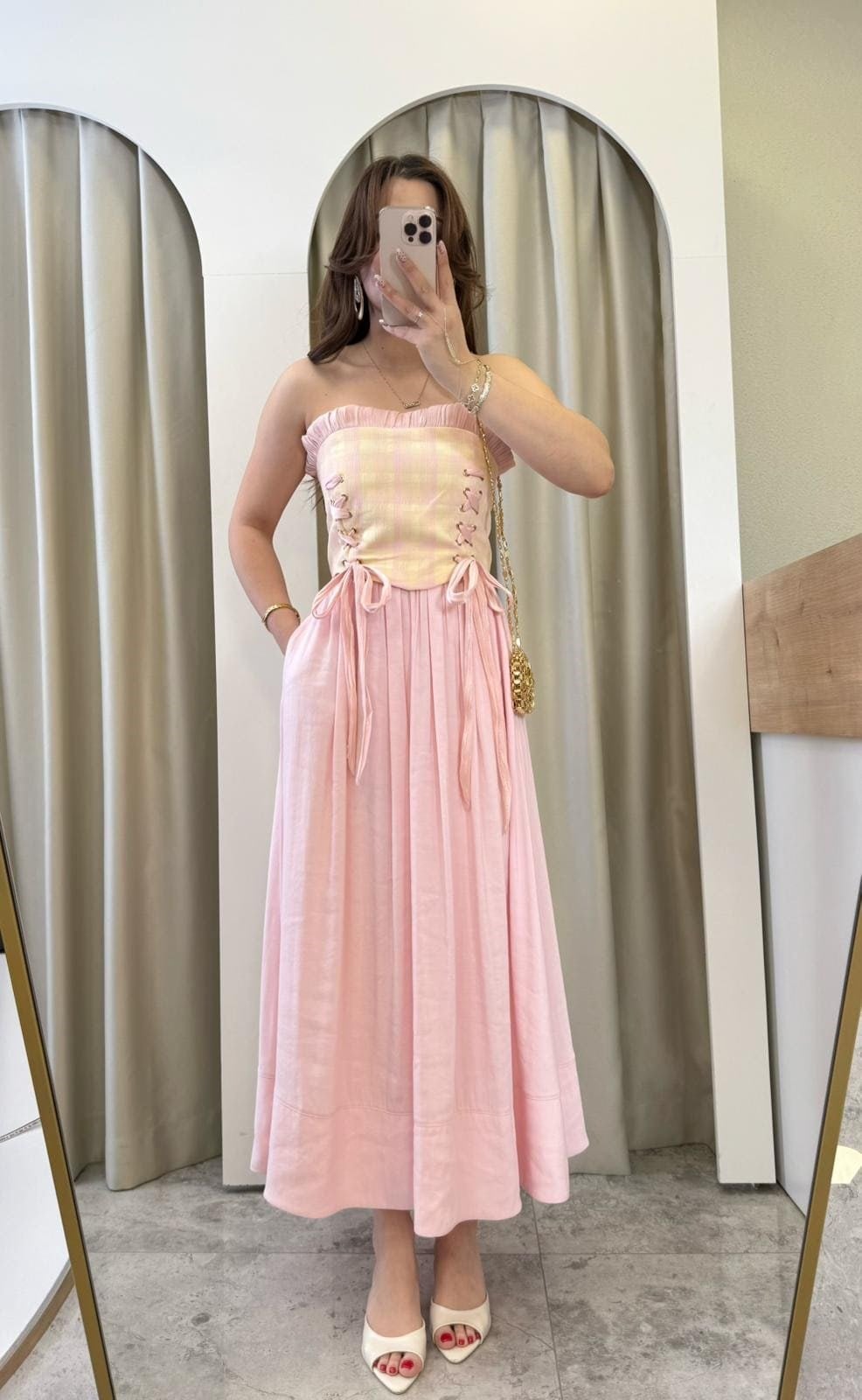 Vellia Pembe Astarlı Cepli Etek