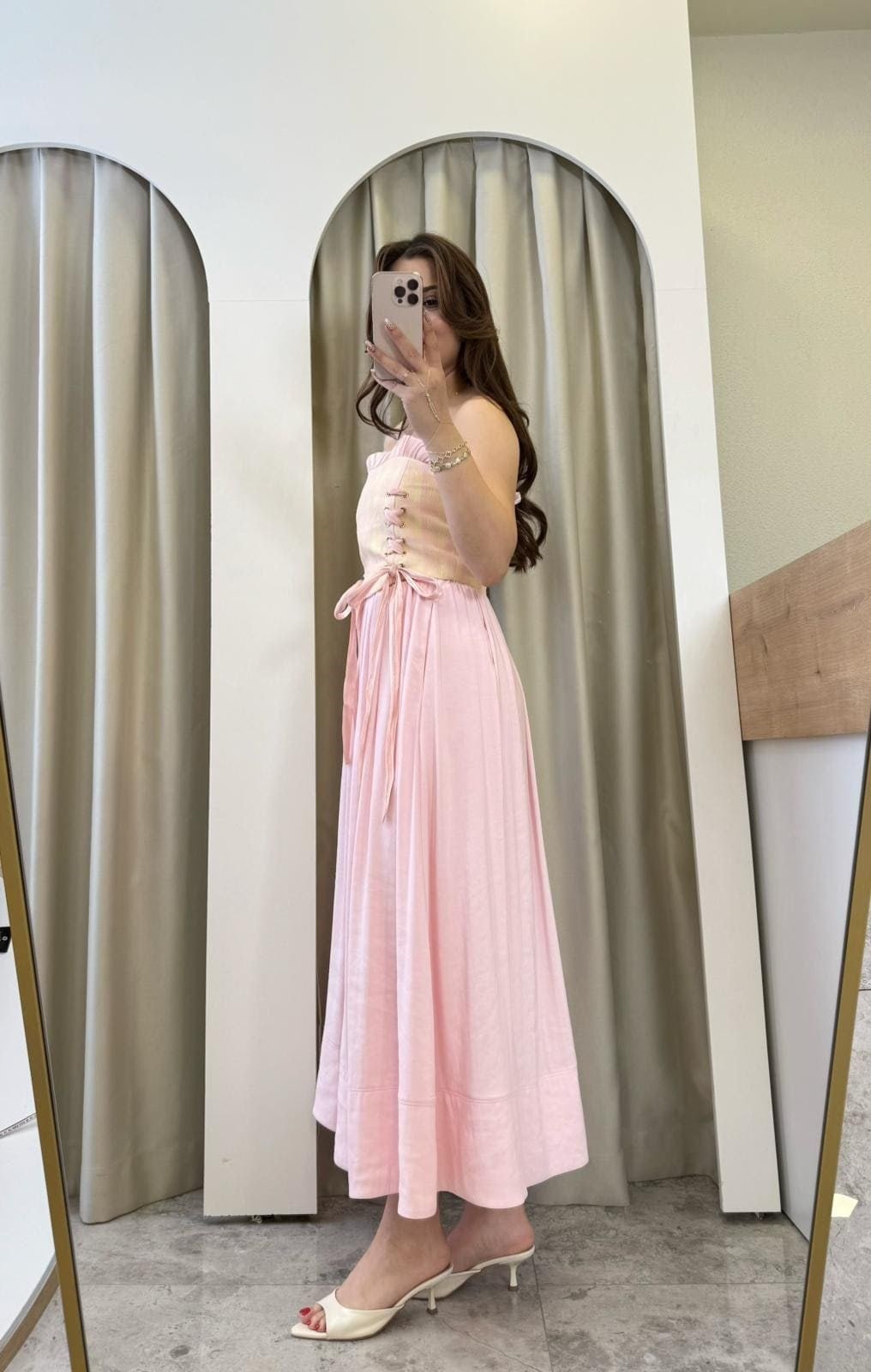 Vellia Pembe Astarlı Cepli Etek