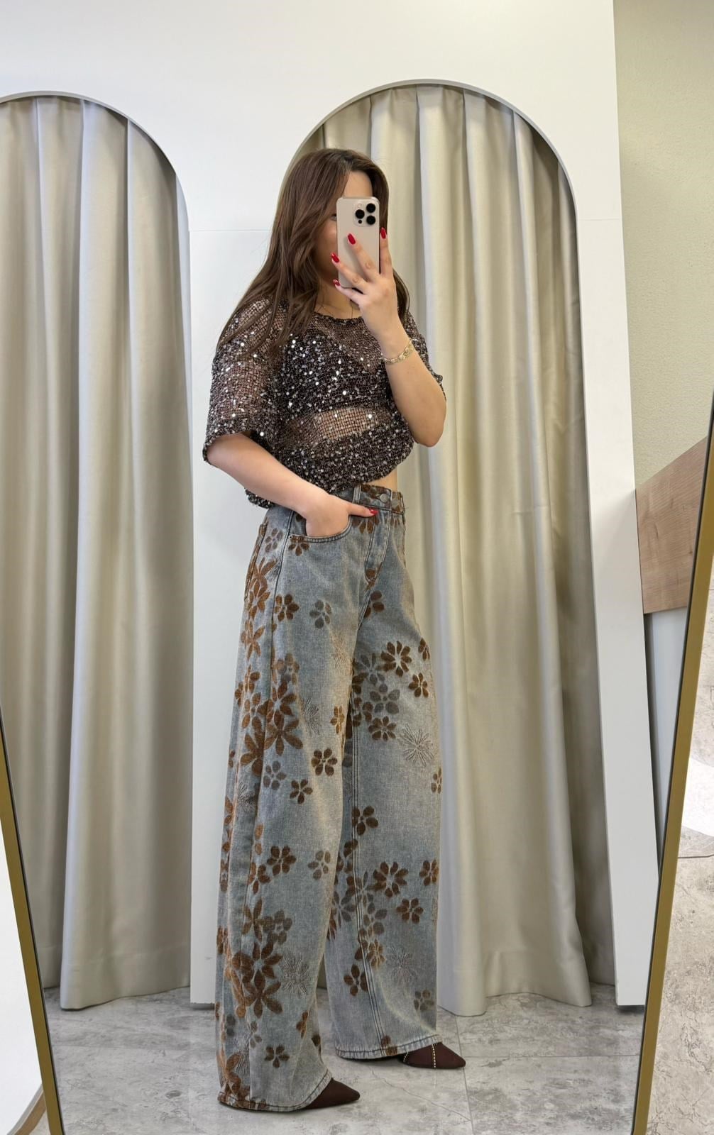 Warme Baskılı Tasarım Baggy Jean