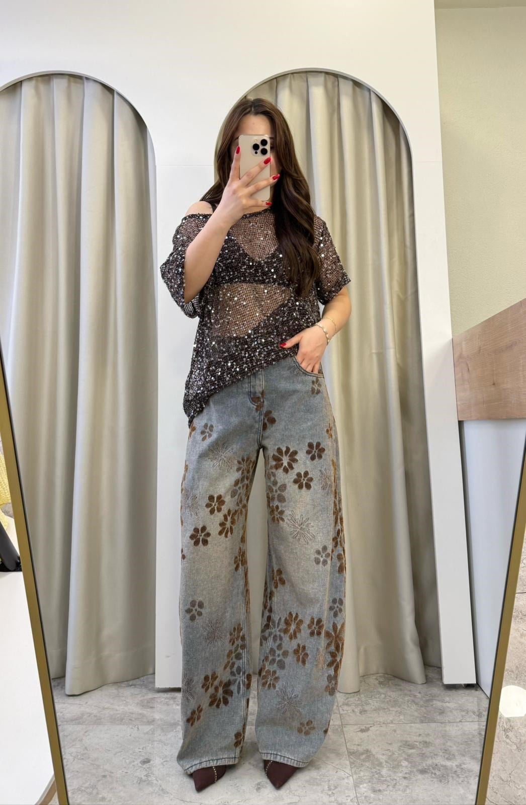 Warme Baskılı Tasarım Baggy Jean