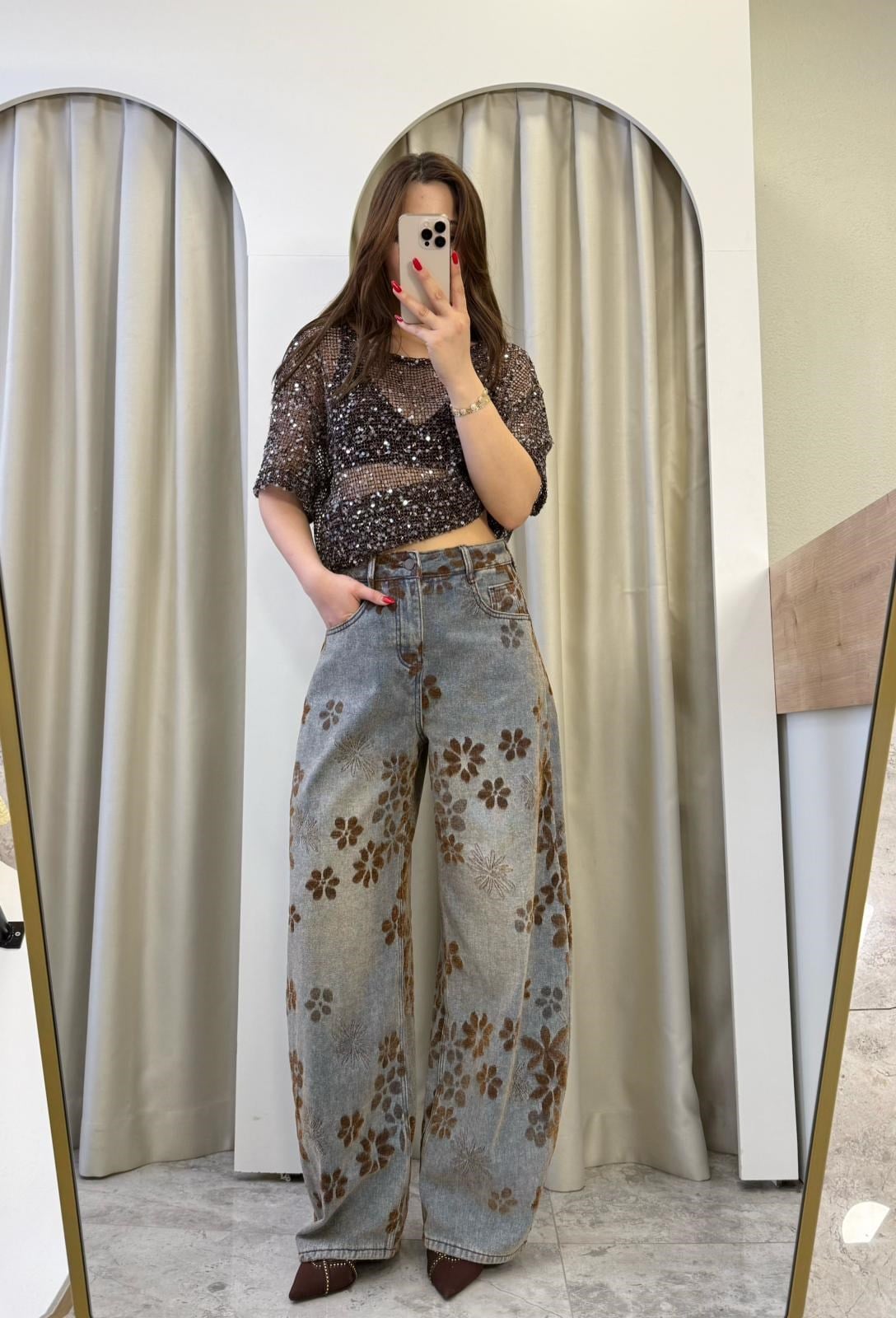 Warme Baskılı Tasarım Baggy Jean