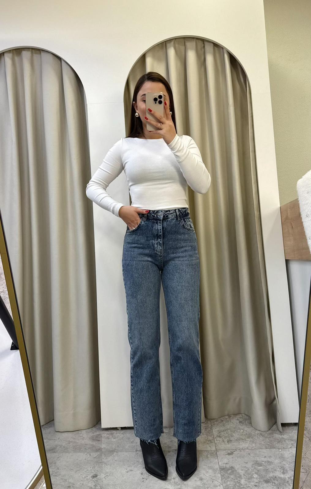 Yüksek Bel Likralı Boy Fit Jean