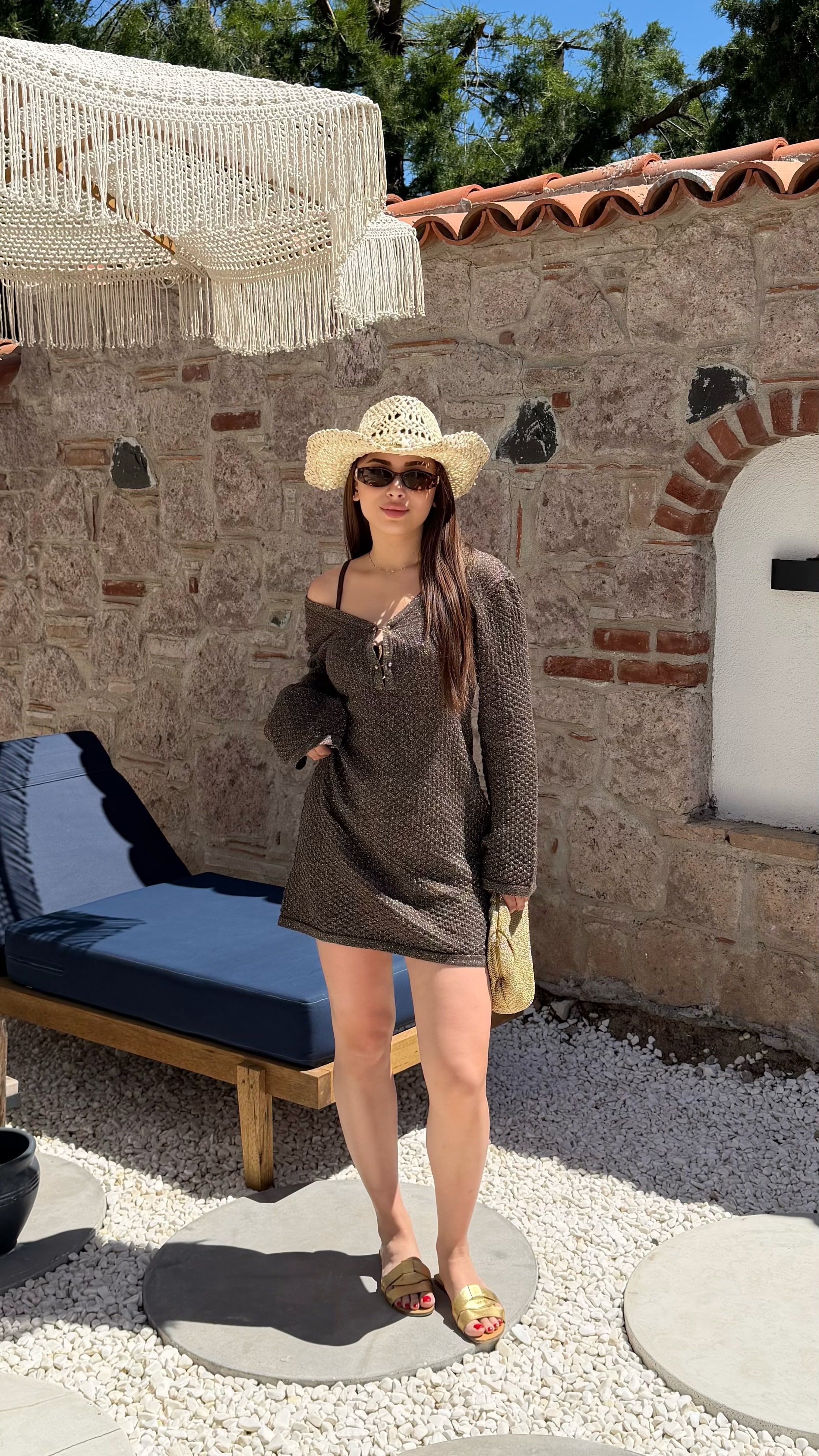 Zoya .Kahve Işıltılı Beachwear Elbise