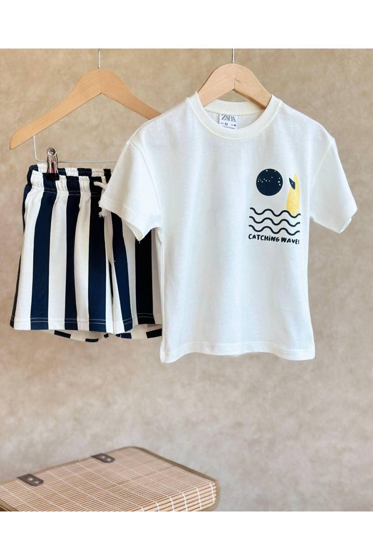 Erkek Çocuk Time For Surf basklı  T-shirt ve Şort Takım