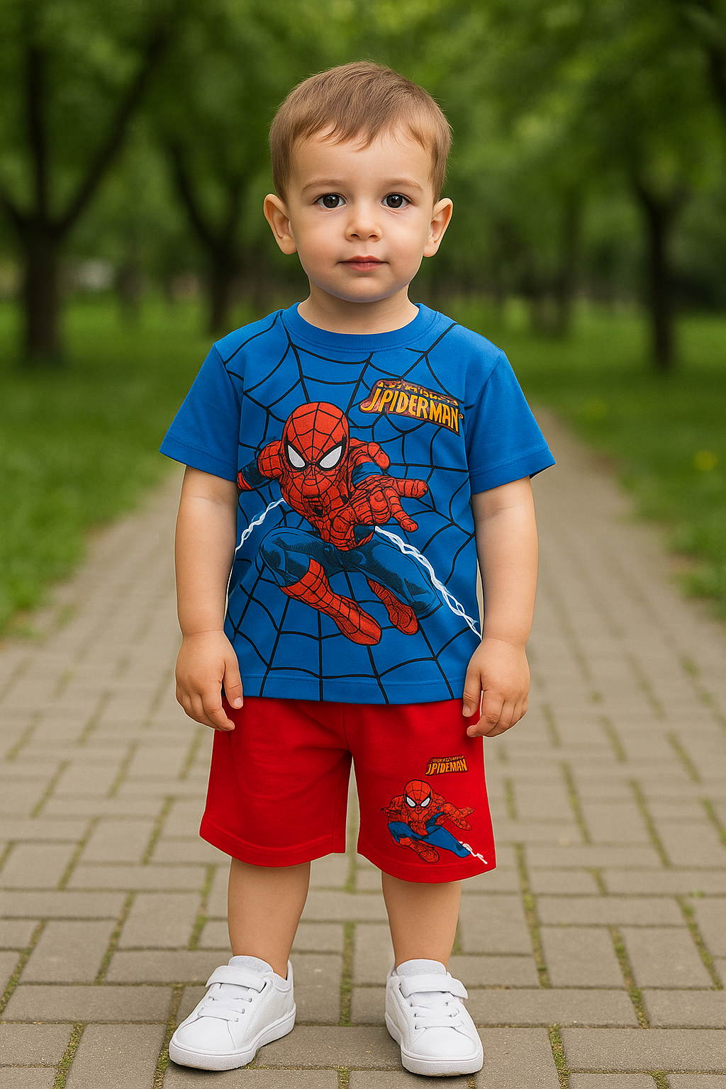 Karakter Desenli Tshirt ve Şortlu Alt Üst Erkek Çocuk Takım