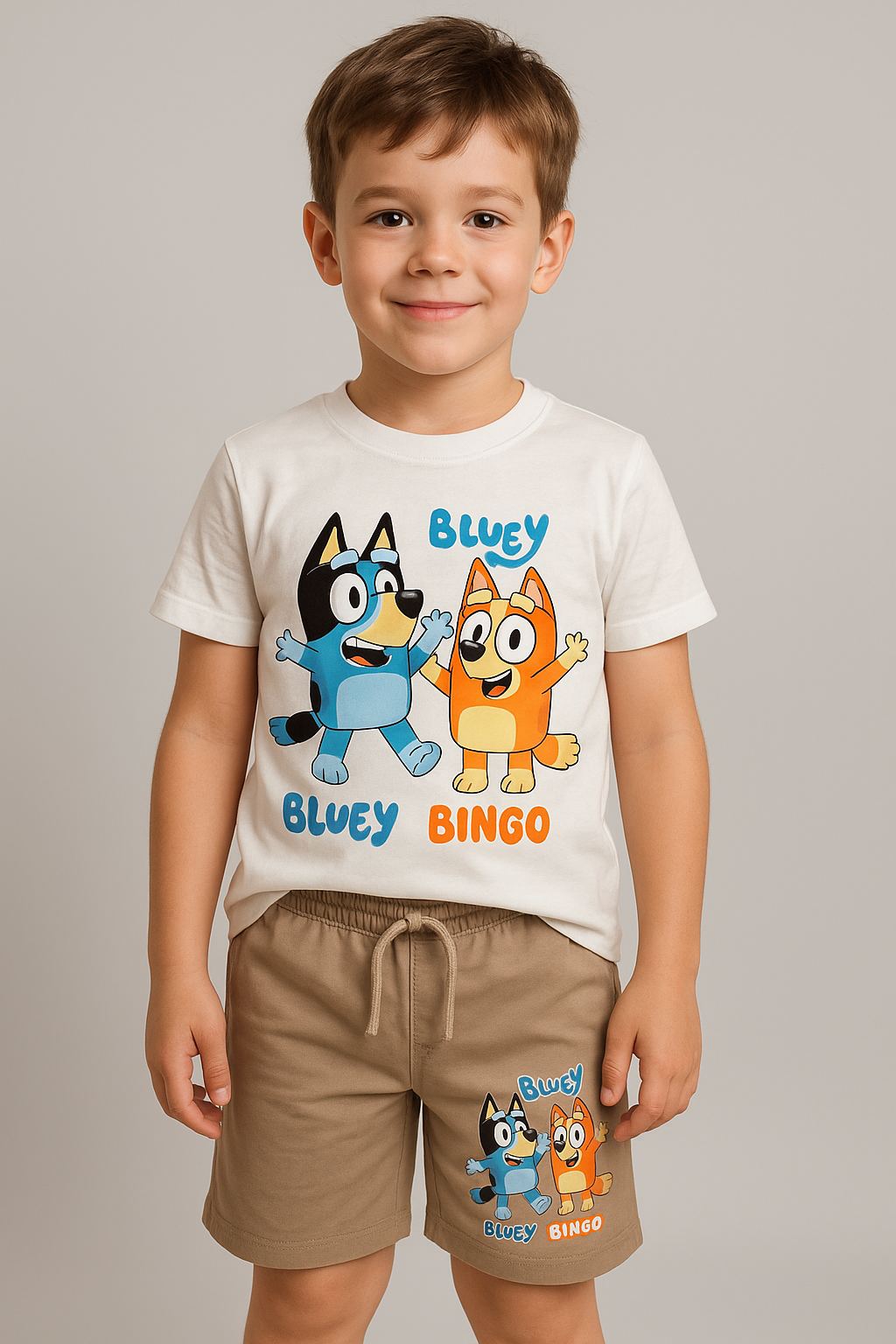 Karakter Detaylı Tshirt ve Şortlu Alt Üst Erkek Çocuk Takım