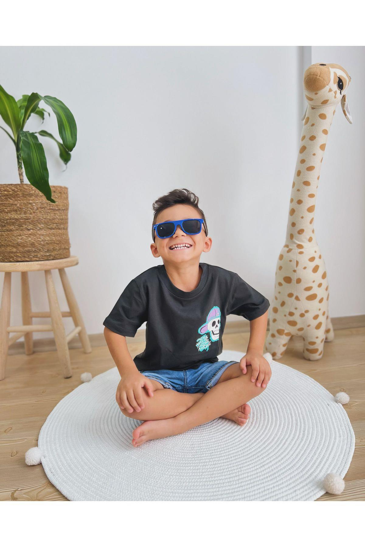 Kurukafa Baskılı Erkek Siyah Sırt Baskılı Tshirt
