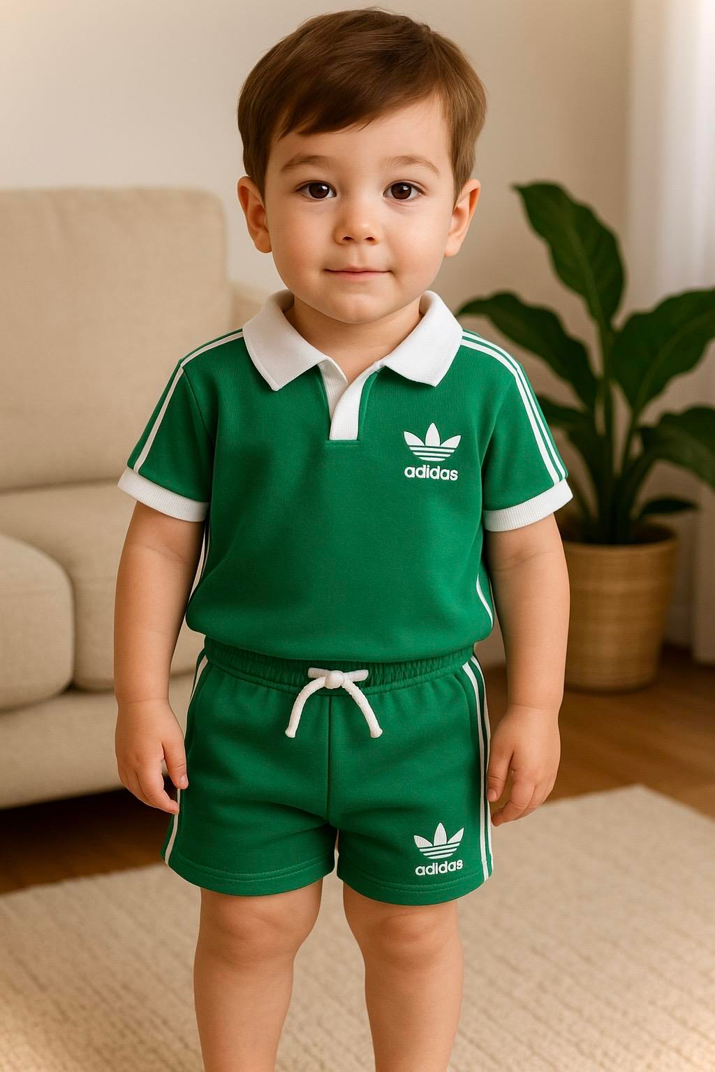 Yazı Detaylı Polo Yaka Tshirt ve Şort Alt Üst Erkek Çocuk Takım 