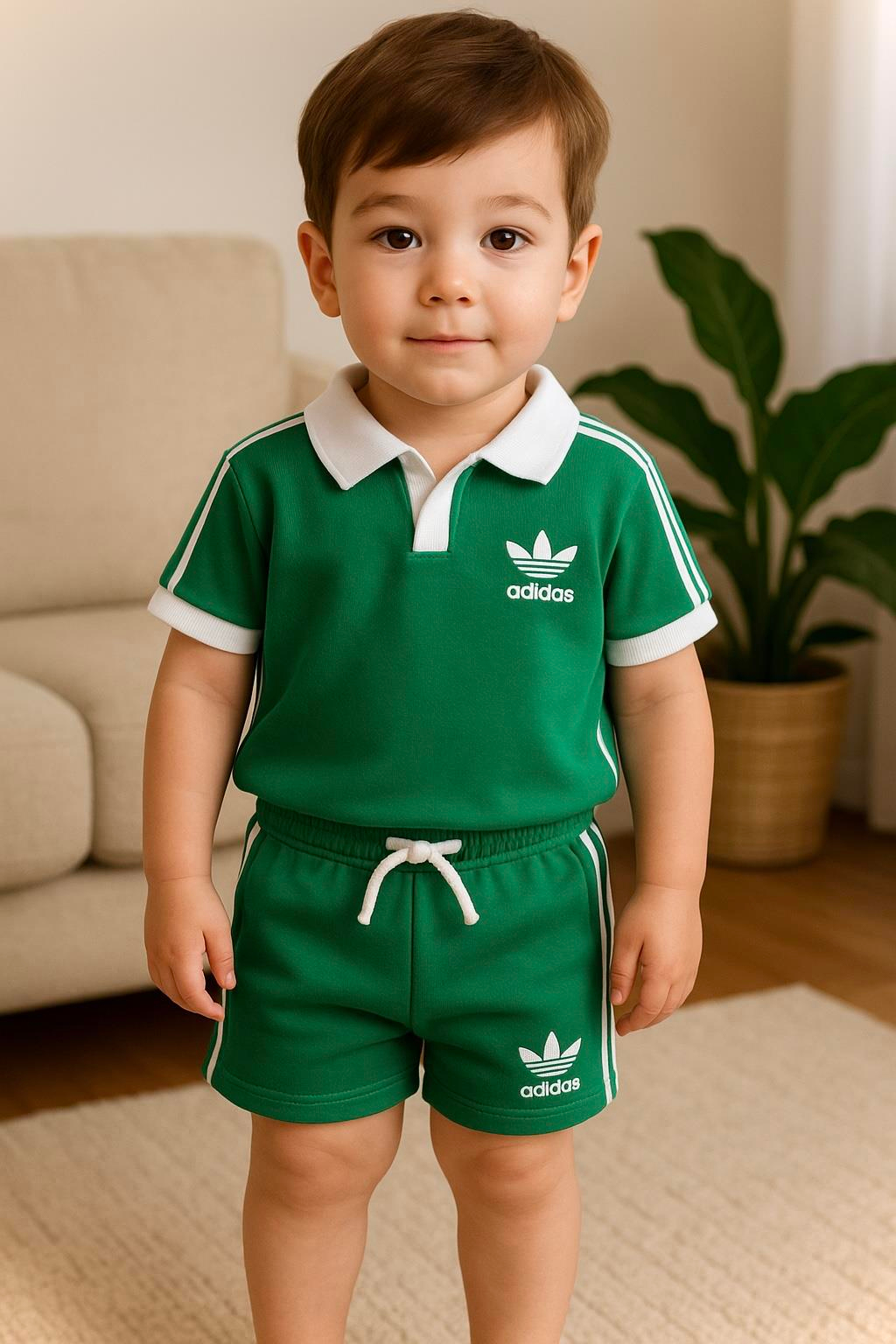 Yazı Detaylı Polo Yaka Tshirt ve Şort Alt Üst Erkek Çocuk Takım 