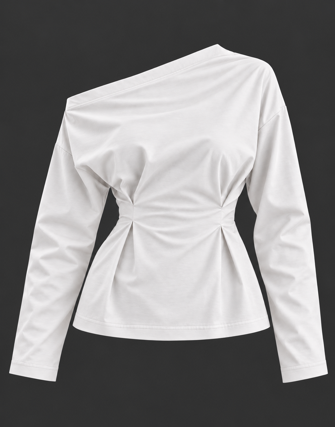 Beyaz Beli Pile Detaylı Tshirt