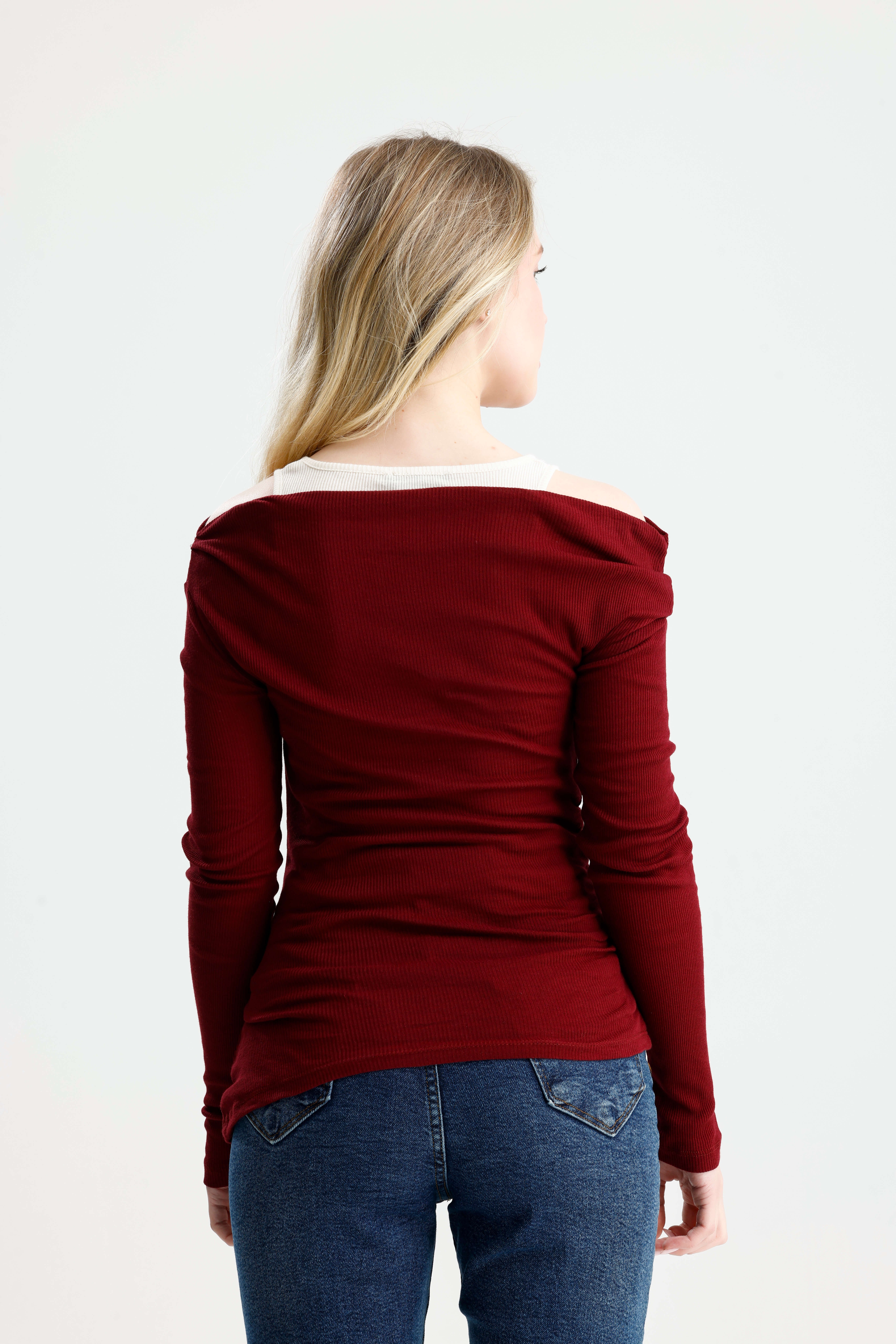 Bordo Atletli  Kayık Yaka Basic