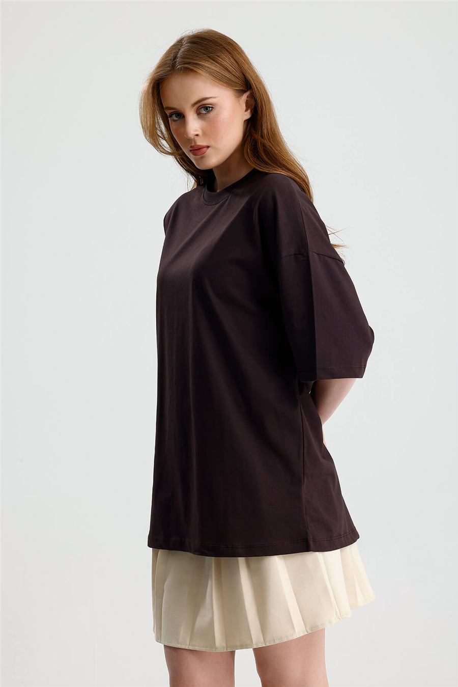 Kahve Oversize Kısa Kol Tshirt