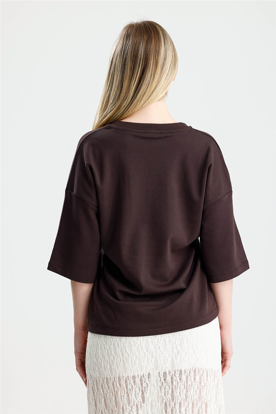 Kahve  V Yaka Over Tshirt