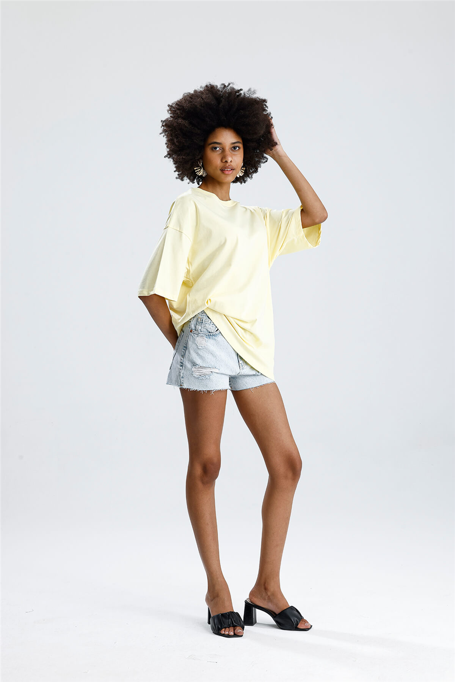 Sarı Oversize Kısa Kol Tshirt