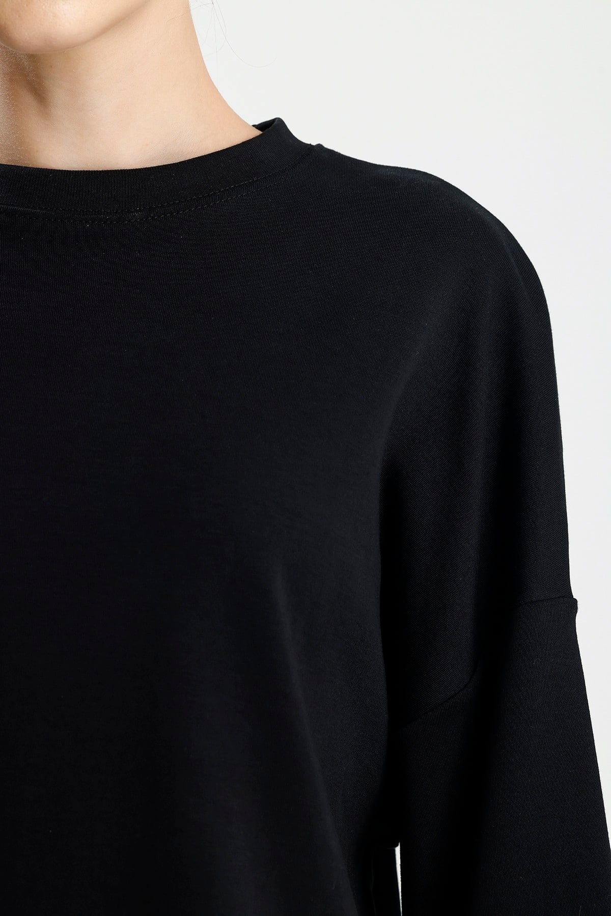 Siyah Duble Uzun Kol Tshirt