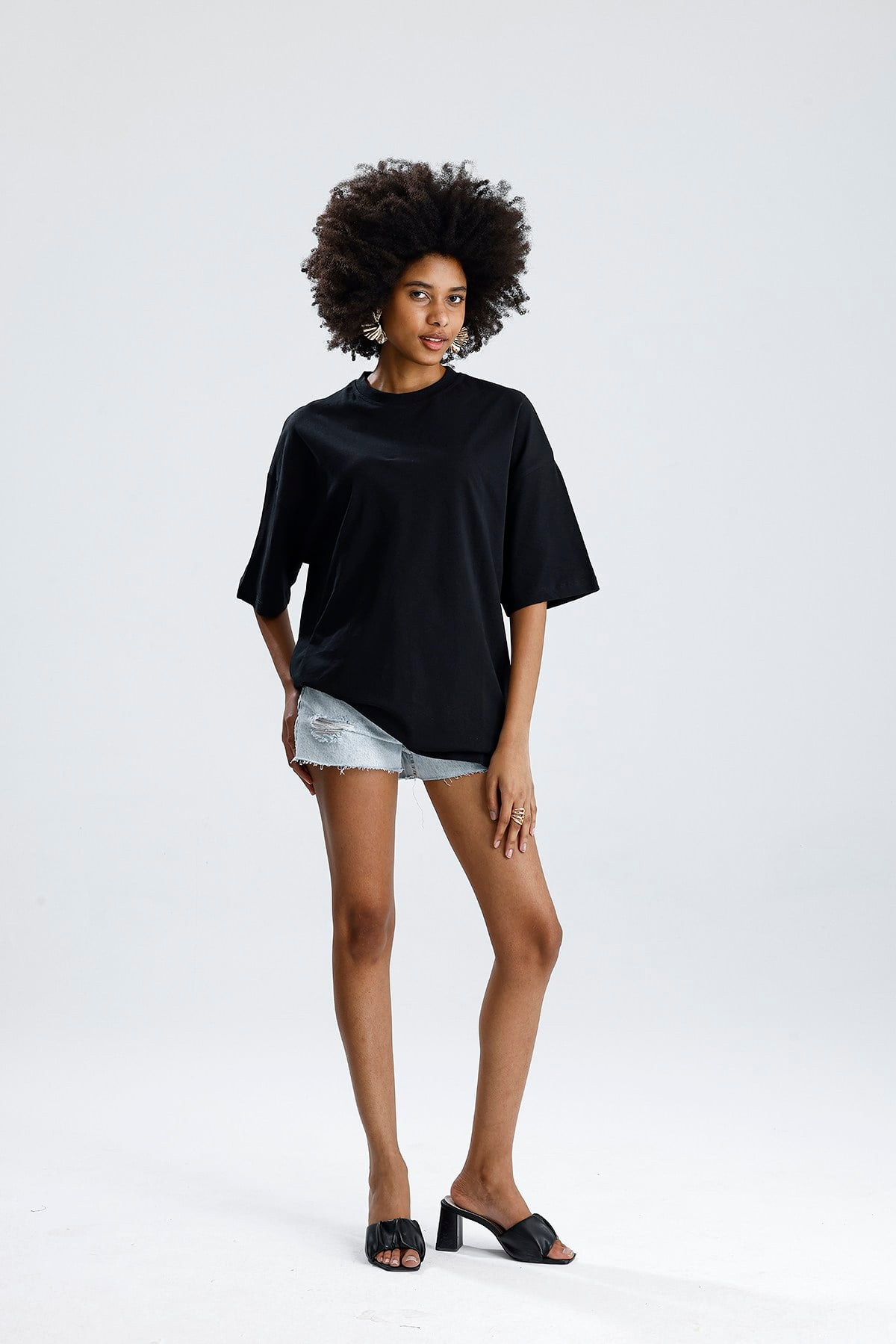 Siyah Oversize Kısa Kol Tshirt
