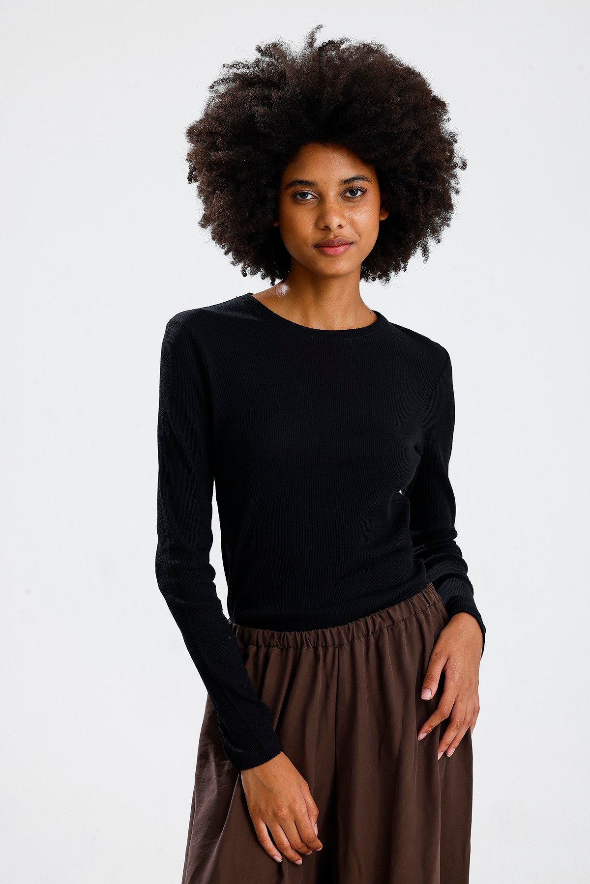 Siyah Uzun Kol Basic Tshirt