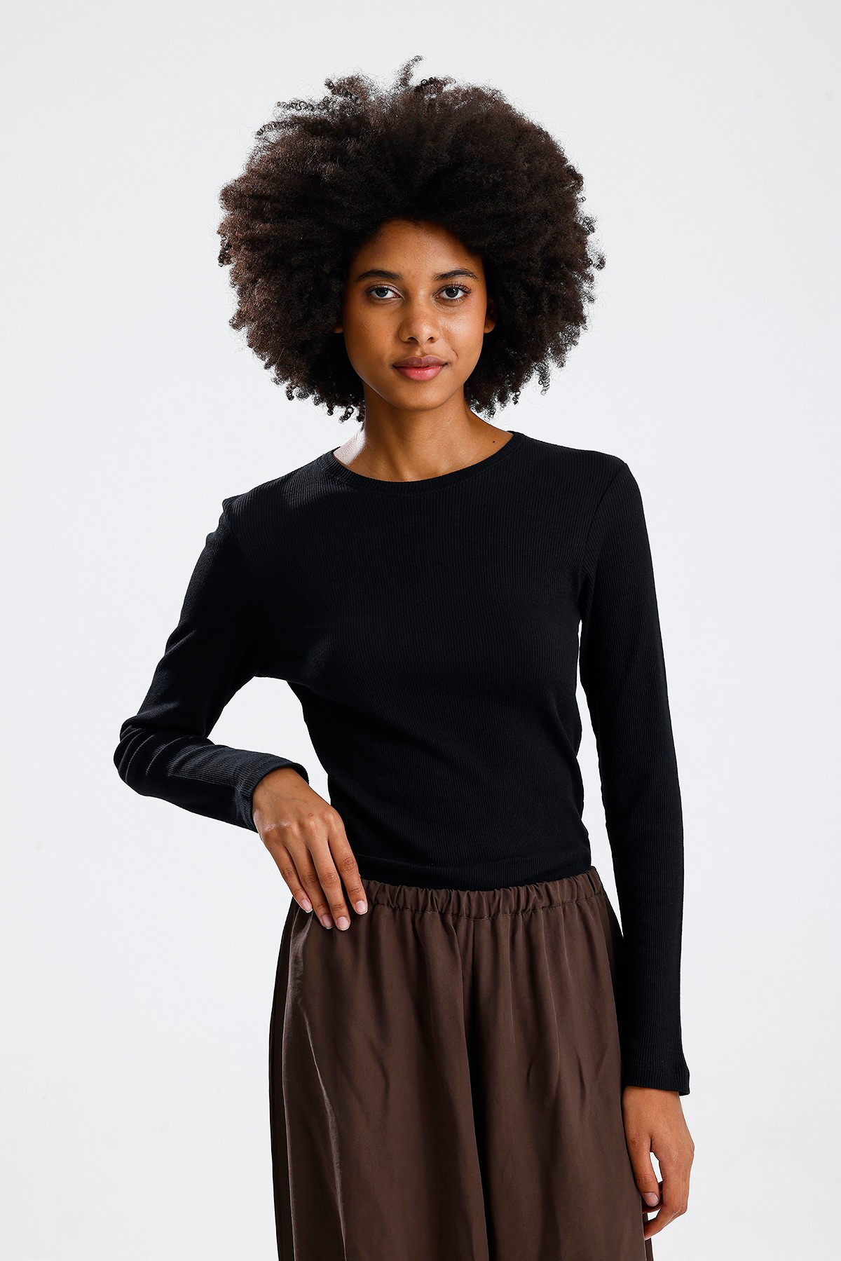 Siyah Uzun Kol Basic Tshirt
