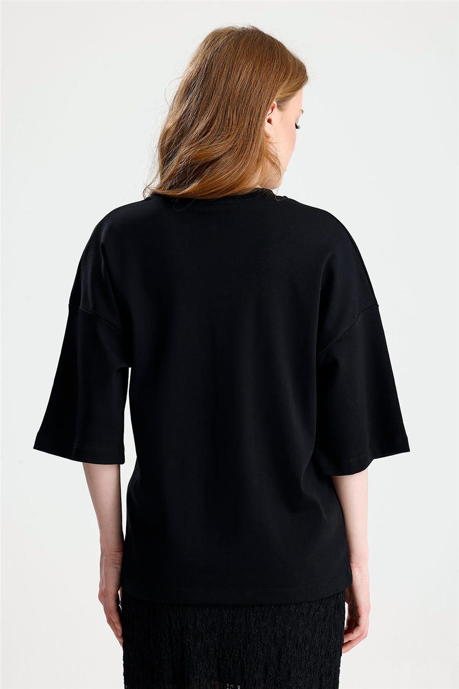 Siyah V Yaka Over Tshirt