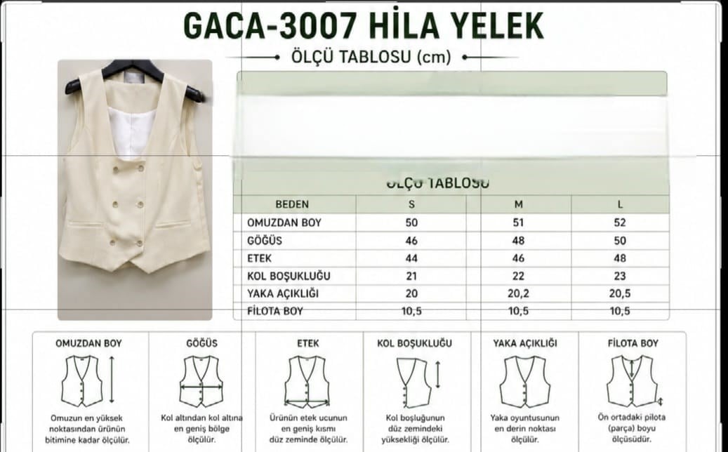 HİLA Dore Düğmeli Bej Premium Yelek