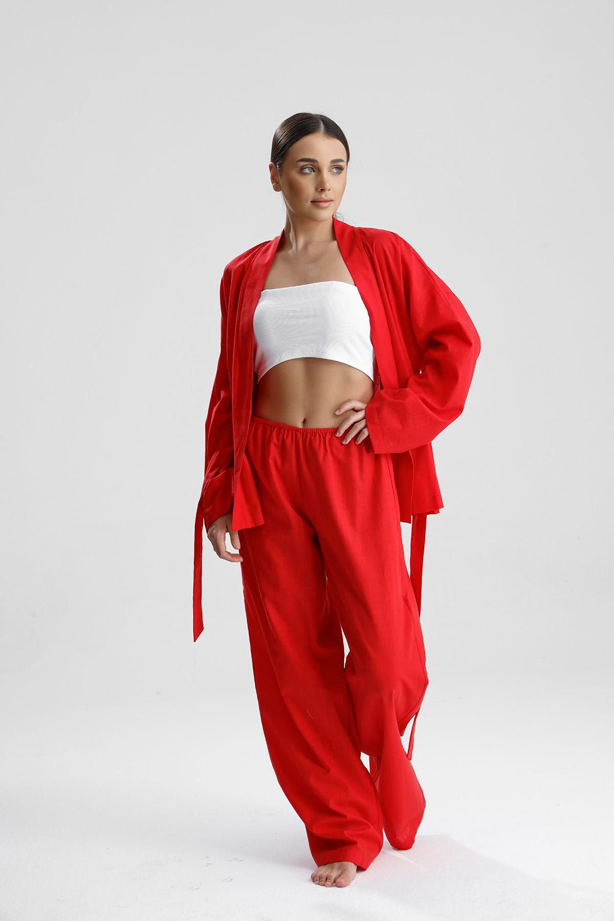 Rose Kadın KimonoKırmızı Gece/Gündüz Kimono