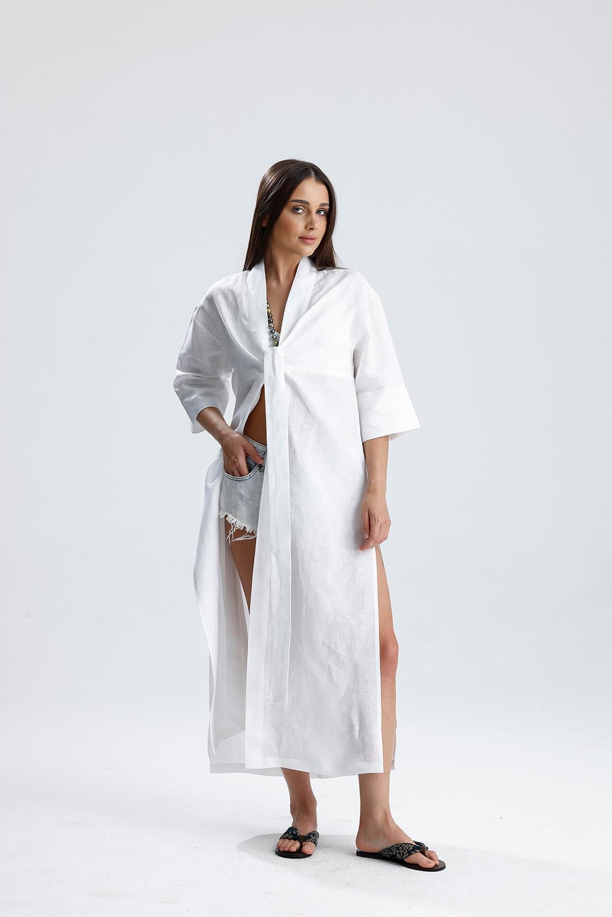 Sierra Beyaz Gece/Gündüz Kimono
