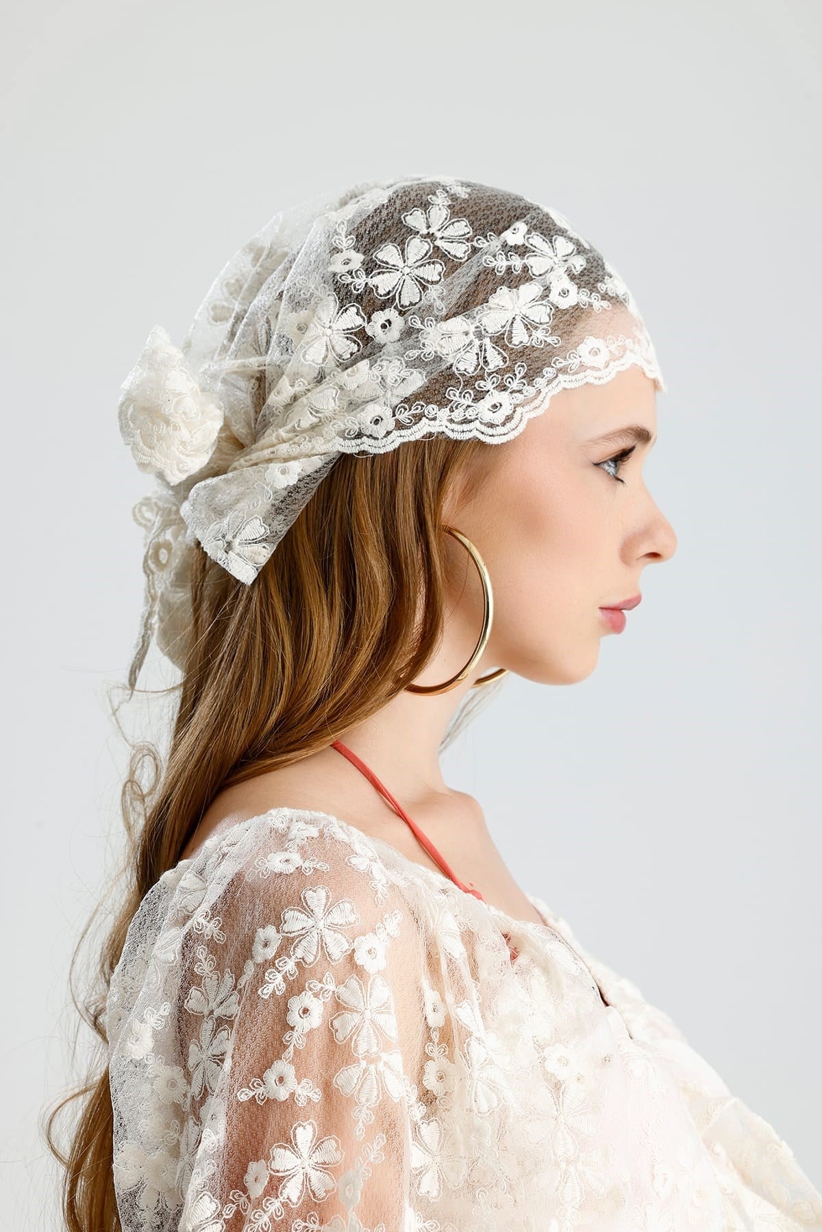 SOLİS Dantel Crop Önden Bağlamalı Ve Bandana Takım