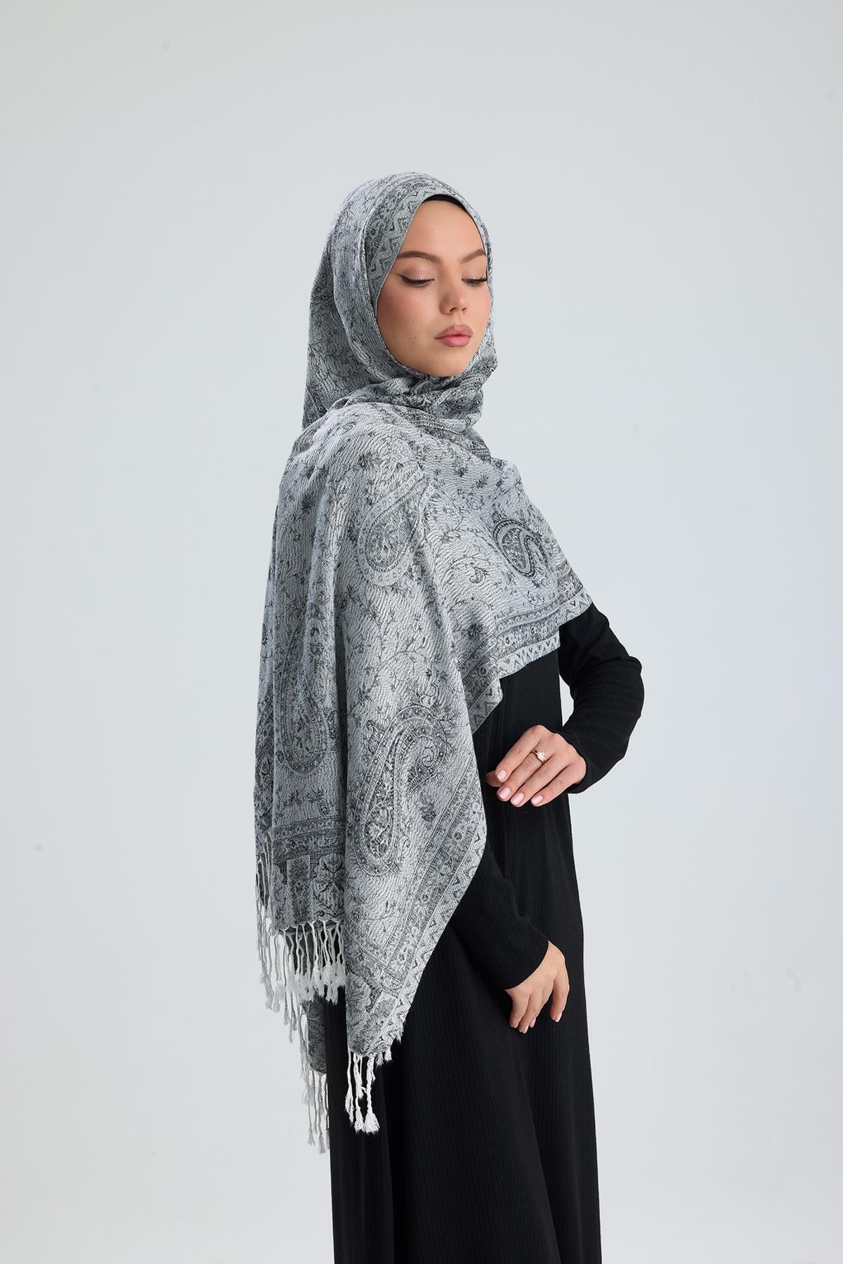 Cashmere Collection - Classic Ivory / Dokuma Kaşmir Şal (Yeni Sezon)