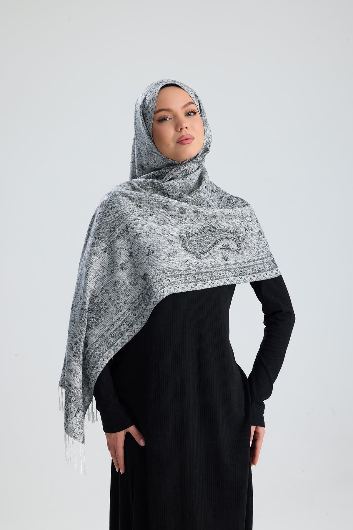 Cashmere Collection - Classic Ivory / Dokuma Kaşmir Şal (Yeni Sezon)