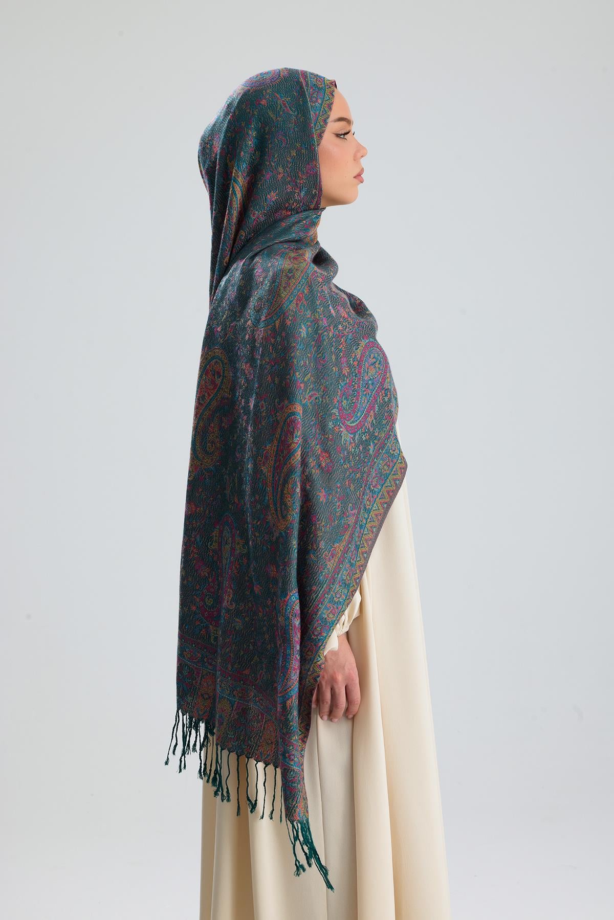 Cashmere Collection - Dark Olive / Dokuma Kaşmir Şal (Yeni Sezon)