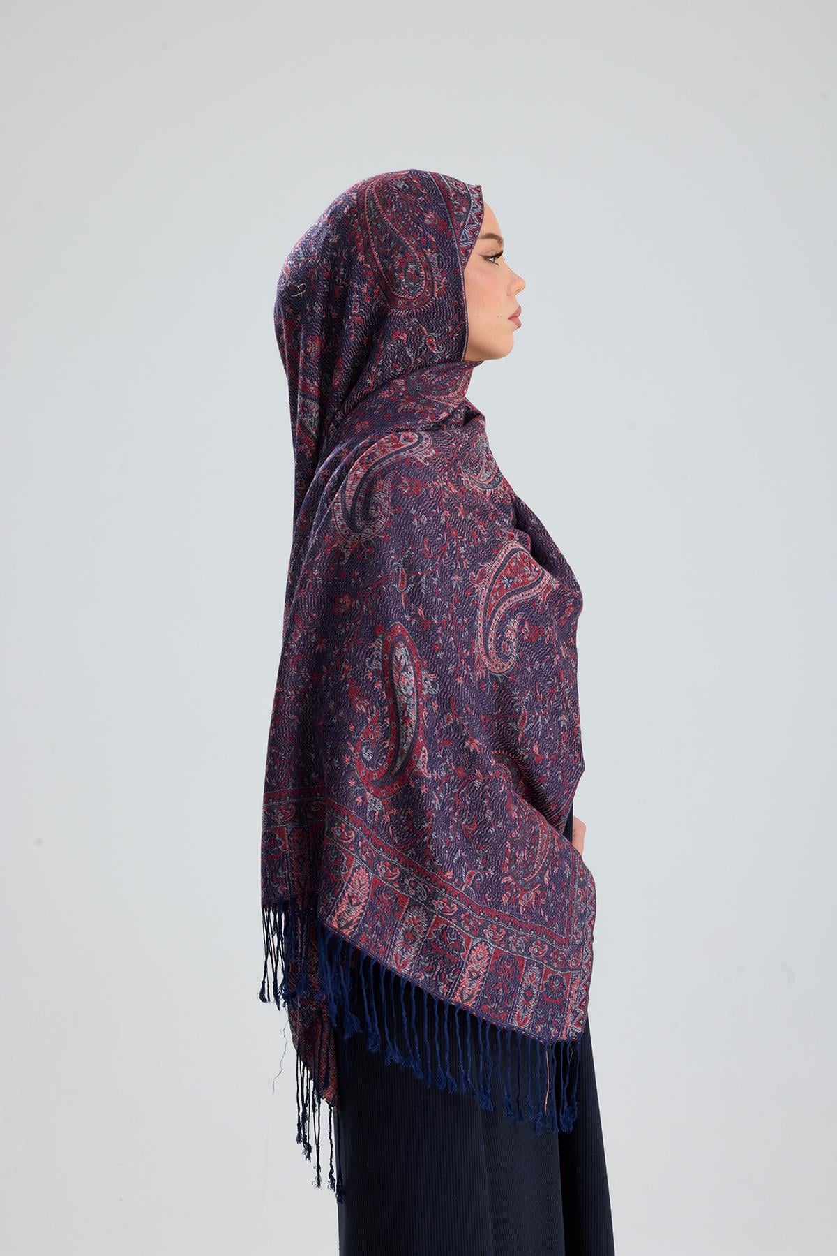 Cashmere Collection - Midnight Bloom / Dokuma Kaşmir Şal (Yeni Sezon)