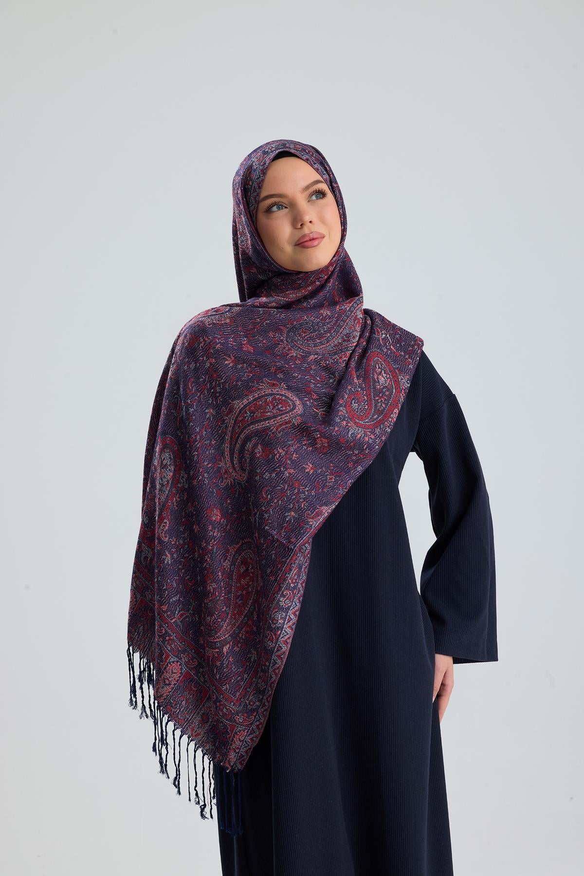 Cashmere Collection - Midnight Bloom / Dokuma Kaşmir Şal (Yeni Sezon)