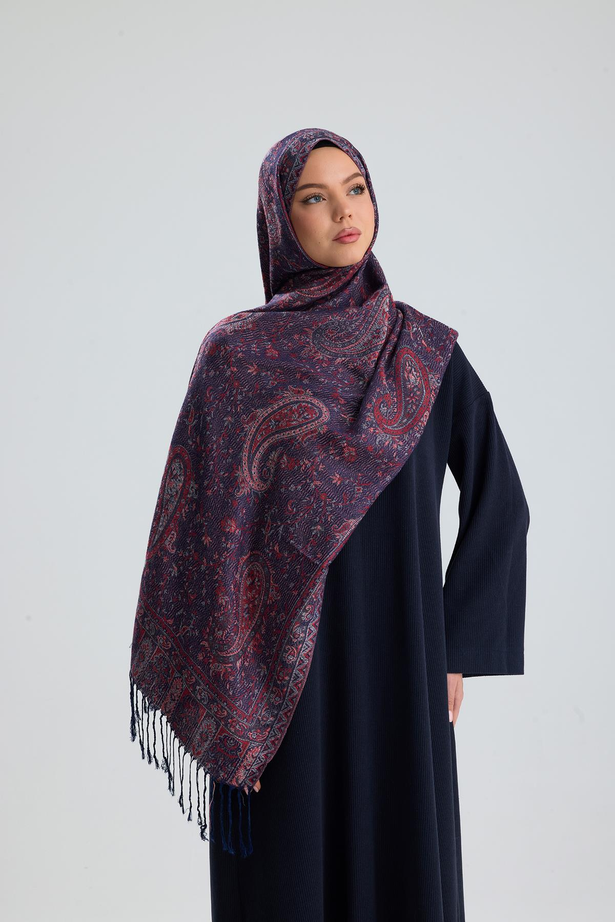 Cashmere Collection - Midnight Bloom / Dokuma Kaşmir Şal (Yeni Sezon)