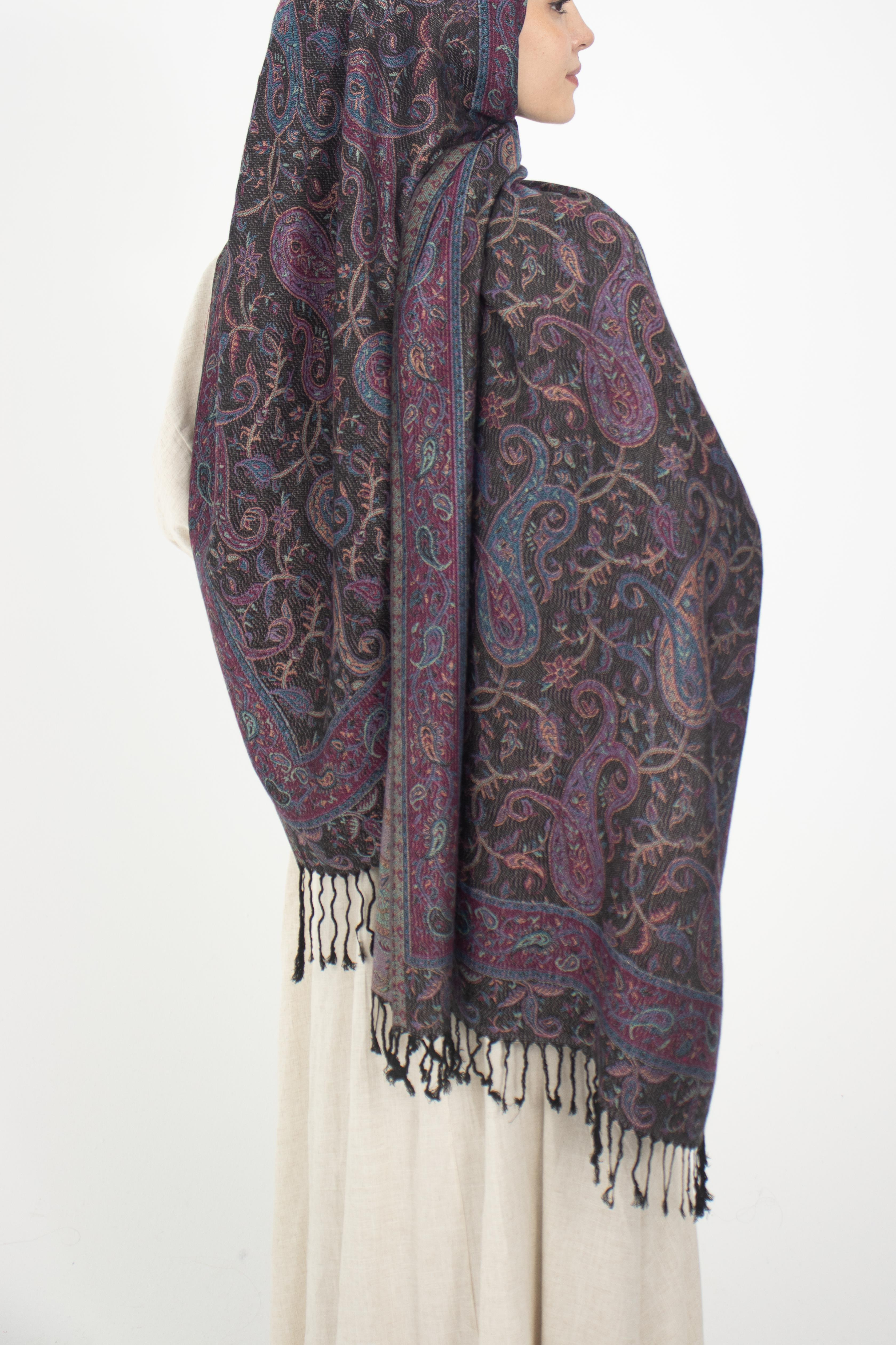 Cashmere Collection - Mürdüm / Dokuma Kaşmir Şal