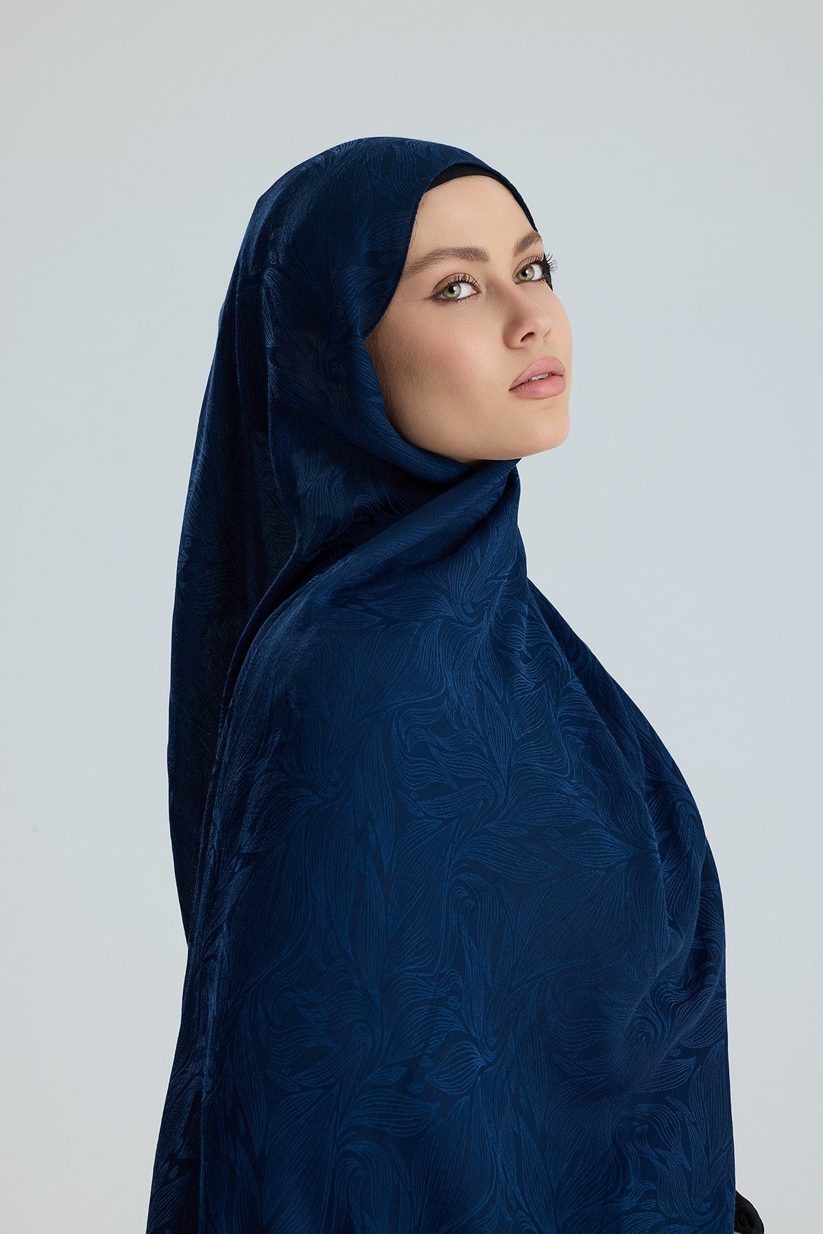 Lace of Leaves Collection- Deep Ocean / Floş Pamuk Şal