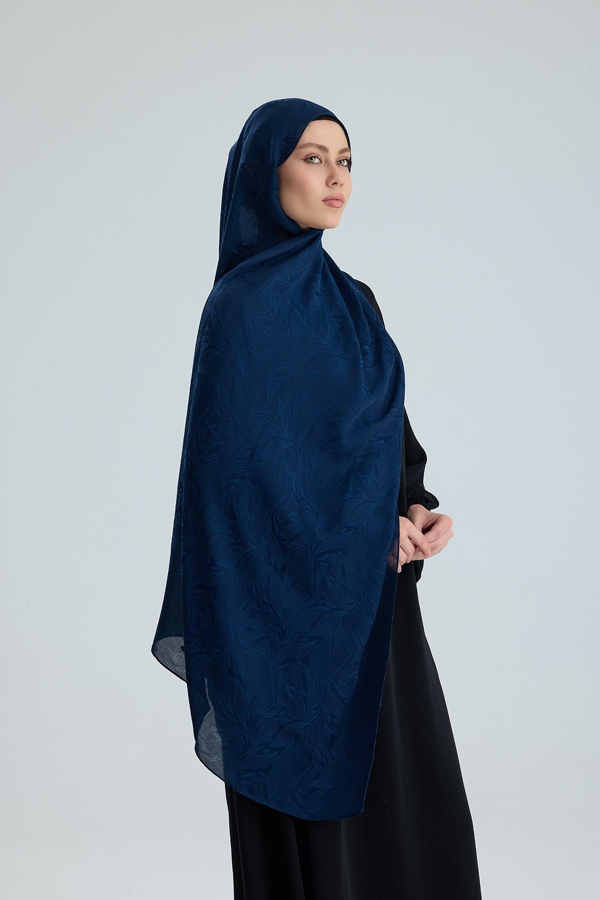 Lace of Leaves Collection- Deep Ocean / Floş Pamuk Şal