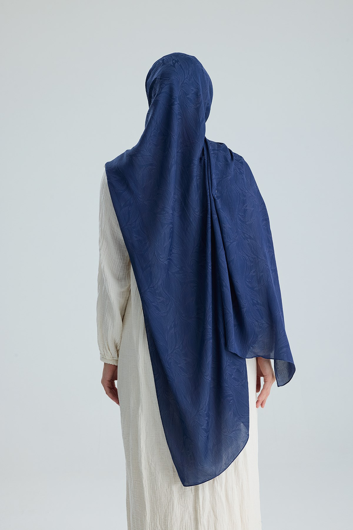 Lace of Leaves Collection- Denim Blue / Floş Pamuk Şal