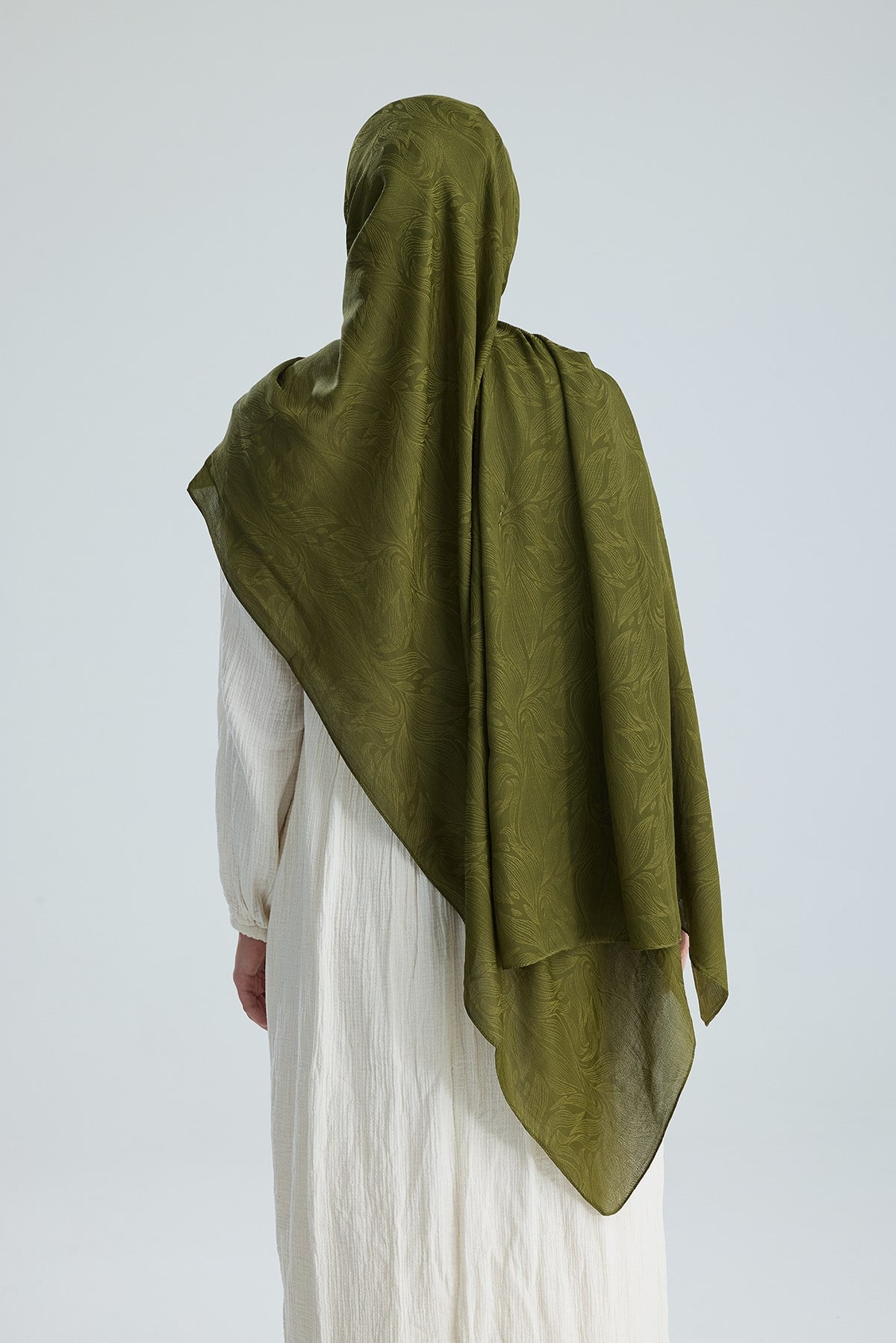 Lace of Leaves Collection- Laurel Green / Floş Pamuk Şal