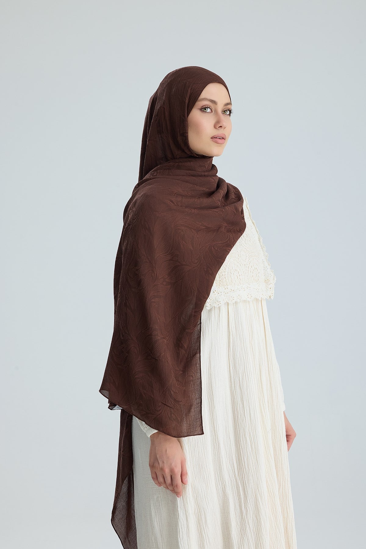 Lace of Leaves Collection- Mocha Glaze / Floş Pamuk Şal